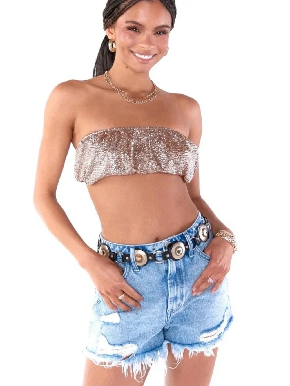 Show Me Your MuMu Micro Tube Top Silver Confetti Small NWT